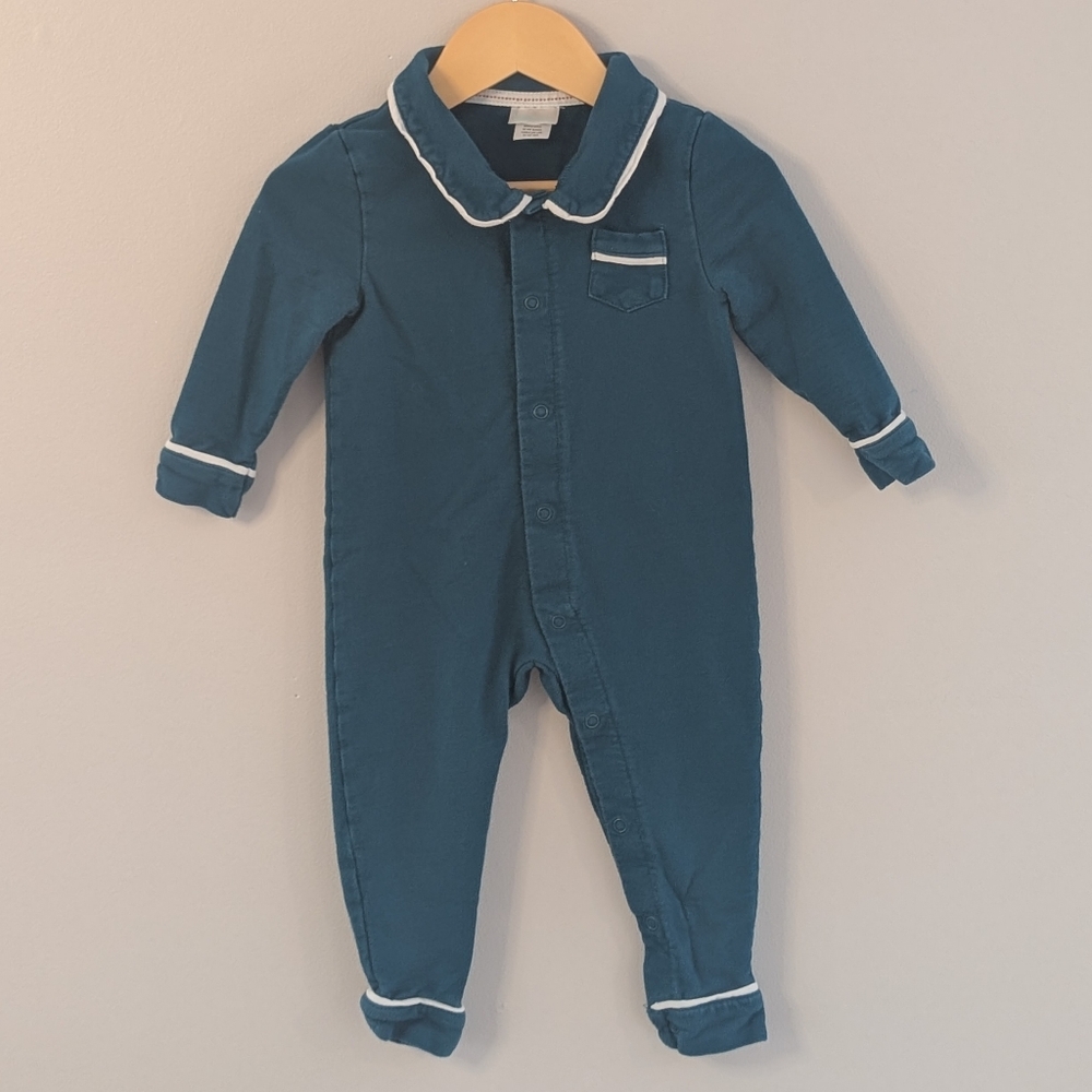 Indigo Baby Teal Cotton Romper | 12-18M
